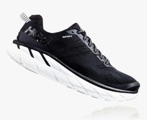 Hoka One One Men's Clifton 6 Wide Road Running Shoes Black/White Canada [CLMQJ-9087]